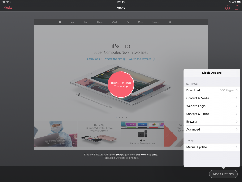 Offline Kiosk on iPad Pro
